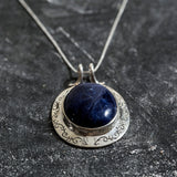 Sodalite Pendant, Natural Sodalite, Statement Pendant, Large Sodalite Pendant, Blue Sodalite, Victorian Pendant, Statement Necklace,Sodalite