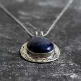 Sodalite Pendant, Natural Sodalite, Statement Pendant, Large Sodalite Pendant, Blue Sodalite, Victorian Pendant, Statement Necklace,Sodalite