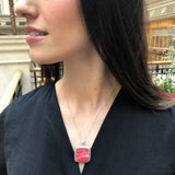 Rohodochrosite Pendant, Natural Rhodochrosite, Square Pendant, Vintage Pendant, Pink Pendant, Statement Pendant, Vintage Square Pendant