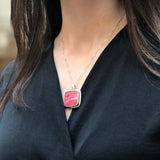 Rohodochrosite Pendant, Natural Rhodochrosite, Square Pendant, Vintage Pendant, Pink Pendant, Statement Pendant, Vintage Square Pendant