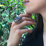 Smoky Topaz Ring, Natural Smoky Topaz, December Ring, Huge Oval Ring, Topaz Ring, Chunky Ring, Vintage Oval Ring, Tall Ring, 925 Silver Ring