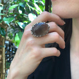 Smoky Topaz Ring, Natural Smoky Topaz, December Ring, Huge Oval Ring, Topaz Ring, Chunky Ring, Vintage Oval Ring, Tall Ring, 925 Silver Ring