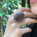 Smoky Topaz Ring, Natural Smoky Topaz, December Ring, Huge Oval Ring, Topaz Ring, Chunky Ring, Vintage Oval Ring, Tall Ring, 925 Silver Ring