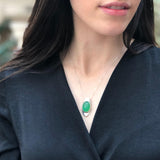 Chrysoprase Pendant, Natural Chrysoprase, Long Pendant, Large Chrysoprase, May Birthstone, Green Pendant, Oval Pendant, Solid Silver Pendant