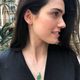 Chrysoprase Pendant, Natural Chrysoprase, Long Pendant, Large Chrysoprase, May Birthstone, Green Pendant, Oval Pendant, Solid Silver Pendant