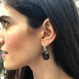 Smoky Topaz Earrings, Topaz Earrings, Smoky Topaz, December Earrings, Tribal Earrings, Smoky Earrings, Vintage Earrings, Large Gem Earrings