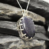 Sandstone Pendant, Natural Sandstone Necklace, Sagittarius Pendant, Nordic Pendant, Silver Statement Pendant, Blue Pendant, Rare by Adina