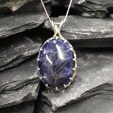 Sodalite Pendant, Natural Sodalite Necklace, Blue Oval Pendant, Nordic Pendant, Blue Stone Pendant, Silver Oval Necklace, Rare by Adina
