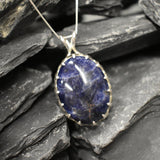 Sodalite Pendant, Natural Sodalite Necklace, Blue Oval Pendant, Nordic Pendant, Blue Stone Pendant, Silver Oval Necklace, Rare by Adina