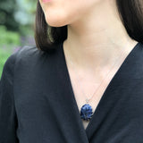 Sodalite Pendant, Natural Sodalite Necklace, Blue Oval Pendant, Nordic Pendant, Blue Stone Pendant, Silver Oval Necklace, Rare by Adina