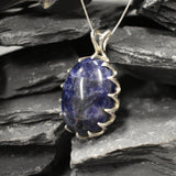 Sodalite Pendant, Natural Sodalite Necklace, Blue Oval Pendant, Nordic Pendant, Blue Stone Pendant, Silver Oval Necklace, Rare by Adina