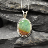 Chrysoprase Pendant, Natural Chrysoprase Necklace, Matrix Chrysoprase Pendant, Chrysoprase Silver Pendant, Gift for Her, Rare by Adina