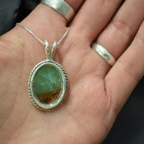 Chrysoprase Pendant, Natural Chrysoprase Necklace, Matrix Chrysoprase Pendant, Chrysoprase Silver Pendant, Gift for Her, Rare by Adina