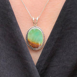 Chrysoprase Pendant, Natural Chrysoprase Necklace, Matrix Chrysoprase Pendant, Chrysoprase Silver Pendant, Gift for Her, Rare by Adina