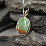 Chrysoprase Pendant, Natural Chrysoprase Necklace, Matrix Chrysoprase Pendant, Chrysoprase Silver Pendant, Gift for Her, Rare by Adina