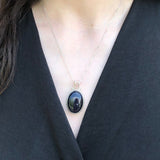 Sandstone Silver Necklace, Blue Gemstone Pendant, Statement Necklace, Solitaire Necklace, Vintage Sandstone Necklace, Solid Silver Necklace