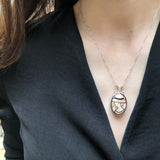 Mosaic Pendant, Natural Shell Pearl, Lady Pendant, Mother of Pearls Pendant, Silver Oval Pendant, Artistic Pendant, Rare by Adina