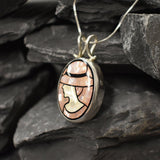 Mosaic Pendant, Natural Shell Pearl, Lady Pendant, Mother of Pearls Pendant, Silver Oval Pendant, Artistic Pendant, Rare by Adina