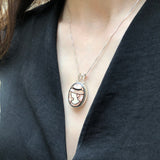 Mosaic Pendant, Natural Shell Pearl, Lady Pendant, Mother of Pearls Pendant, Silver Oval Pendant, Artistic Pendant, Rare by Adina