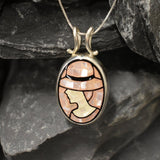 Mosaic Pendant, Natural Shell Pearl, Lady Pendant, Mother of Pearls Pendant, Silver Oval Pendant, Artistic Pendant, Rare by Adina