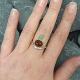 Amber Ring, Natural Amber, Chrysoprase Ring, Asymmetric Ring, Natural Chrysoprase, Vintage Ring, Unique Ring, Multistone Ring, Silver Ring