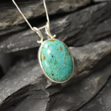 Chrysocolla Necklace, Natural Chrysocolla Pendant, Large Blue Pendant, Statement Necklace, Solitaire Chrysocolla Pendant, Blue Gem Necklace