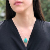 Chrysocolla Necklace, Natural Chrysocolla Pendant, Large Blue Pendant, Statement Necklace, Solitaire Chrysocolla Pendant, Blue Gem Necklace