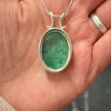 Chrysocolla Necklace, Natural Chrysocolla Pendant, Large Blue Pendant, Statement Necklace, Solitaire Chrysocolla Pendant, Blue Gem Necklace
