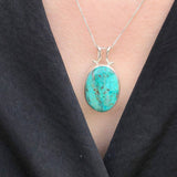 Chrysocolla Necklace, Natural Chrysocolla Pendant, Large Blue Pendant, Statement Necklace, Solitaire Chrysocolla Pendant, Blue Gem Necklace