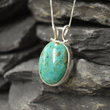 Chrysocolla Necklace, Natural Chrysocolla Pendant, Large Blue Pendant, Statement Necklace, Solitaire Chrysocolla Pendant, Blue Gem Necklace