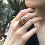 Amber Ring, Natural Amber, Nordic Ring, Genuine Amber, Brown Boho Ring, Statement Ring, Brown Vintage Ring, Viking Ring, Solid Silver Ring