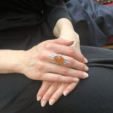 Amber Ring, Natural Amber, Nordic Ring, Genuine Amber, Brown Boho Ring, Statement Ring, Brown Vintage Ring, Viking Ring, Solid Silver Ring