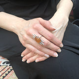 Amber Ring, Natural Amber, Nordic Ring, Genuine Amber, Brown Boho Ring, Statement Ring, Brown Vintage Ring, Viking Ring, Solid Silver Ring