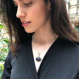 Royal Blue Pendant, Sapphire Pendant, Created Sapphire, Blue Pendant, Vintage Pendant, Victorian Pendant, Silver Pendant, Large Blue Pendant