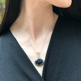 Royal Blue Pendant, Sapphire Pendant, Created Sapphire, Blue Pendant, Vintage Pendant, Victorian Pendant, Silver Pendant, Large Blue Pendant