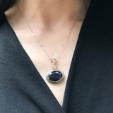 Royal Blue Pendant, Sapphire Pendant, Created Sapphire, Blue Pendant, Vintage Pendant, Victorian Pendant, Silver Pendant, Large Blue Pendant