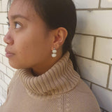Opal Earrings, Silver Flower Earrings, Natural Opal Earrings, White Earrings, Two Stone Earrings, Unique Earrings, Solid Silver, Flashy Opal