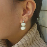 Opal Earrings, Silver Flower Earrings, Natural Opal Earrings, White Earrings, Two Stone Earrings, Unique Earrings, Solid Silver, Flashy Opal