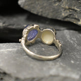 Opal Silver Ring, Natural Opal Ring, Two Stone Ring, Vintage Opal Ring, Genuine Tanzanite Ring, Opal Statement Ring, For Her