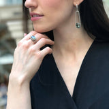 Long Diamond Earrings, Created Green Diamond, Long Green Earrings, Designer Earrings, Stunning Earrings, Statement Earrings, Silver Earrings