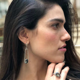 Long Diamond Earrings, Created Green Diamond, Long Green Earrings, Designer Earrings, Stunning Earrings, Statement Earrings, Silver Earrings