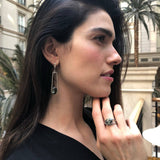 Long Diamond Earrings, Created Green Diamond, Long Green Earrings, Designer Earrings, Stunning Earrings, Statement Earrings, Silver Earrings