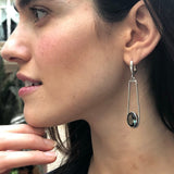 Long Diamond Earrings, Created Green Diamond, Long Green Earrings, Designer Earrings, Stunning Earrings, Statement Earrings, Silver Earrings