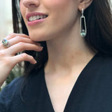Long Diamond Earrings, Created Green Diamond, Long Green Earrings, Designer Earrings, Stunning Earrings, Statement Earrings, Silver Earrings