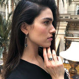 Long Diamond Earrings, Created Green Diamond, Long Green Earrings, Designer Earrings, Stunning Earrings, Statement Earrings, Silver Earrings