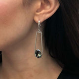 Long Diamond Earrings, Created Green Diamond, Long Green Earrings, Designer Earrings, Stunning Earrings, Statement Earrings, Silver Earrings