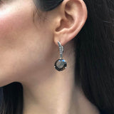 Drop Topaz Earrings, Natural Smoky Topaz, Long Round Earrings, Brown Topaz Earrings, December Birthstone, Statement Earrings, Adina Stone