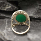 Green Agate Ring, Large Green Ring, Natural Green Agate, Green Oval Ring, Statement Ring, Artisan Ring, Vintage Ring, Solid Silver Ring