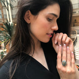 Antique Ring, Ocean Jasper Ring, Vintage Ring, Natural Jasper Ring, Large Stone Ring, Large Green Ring, Unique Stone Ring, Solid Silver Ring
