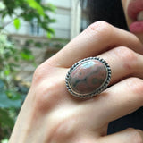 Antique Ring, Ocean Jasper Ring, Vintage Ring, Natural Jasper Ring, Large Stone Ring, Large Green Ring, Unique Stone Ring, Solid Silver Ring